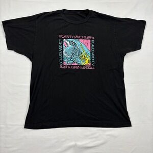 Twenty One Pilots Scaled and Icy Dragon Graphic Band T-Shirt Large Black Cotton